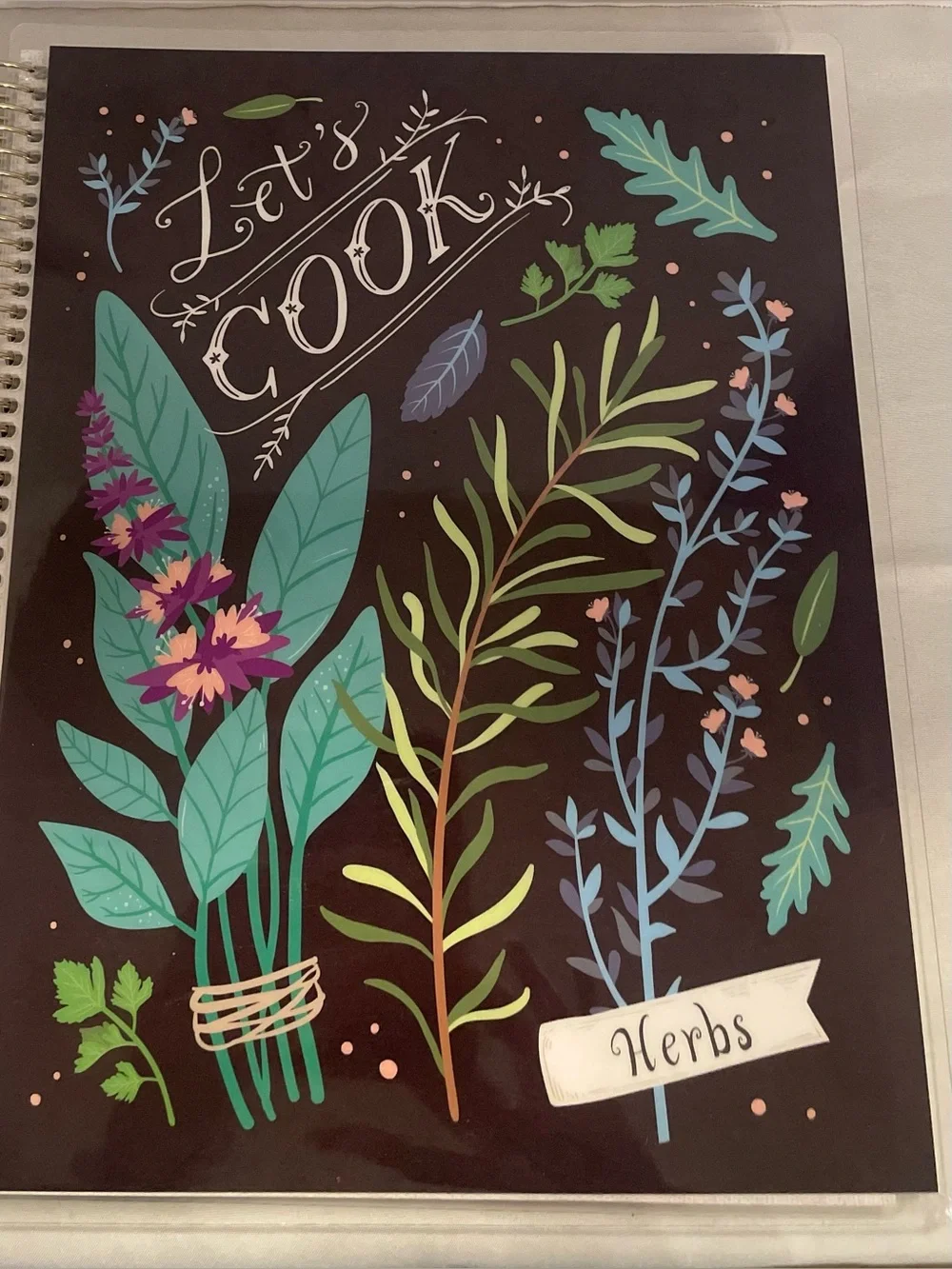 “Let’s Cook” recipe binder, spiral kitchen planner w/stickers & tabbed sections